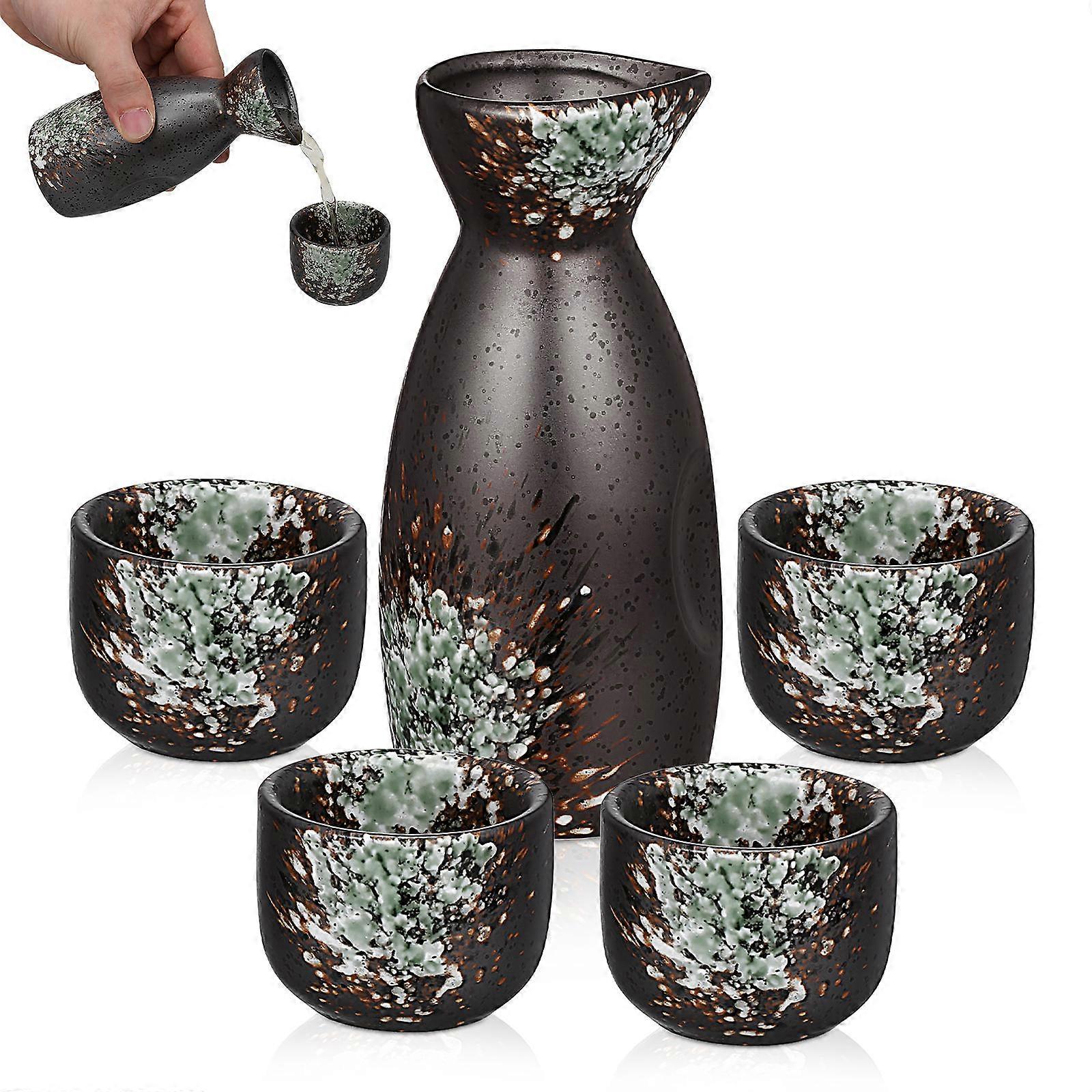Japanese Sake Set Ceramic Sake Pot for Serving 1Set with Cups