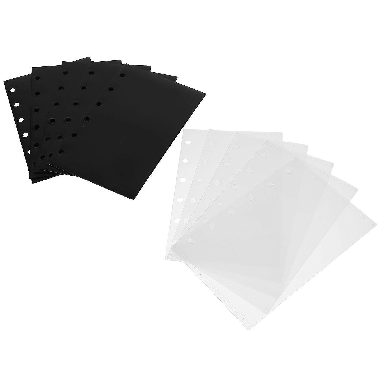 6 Pocket Binder Folder for Organizing 10 Sheets Loose Leaf Bags Black PP