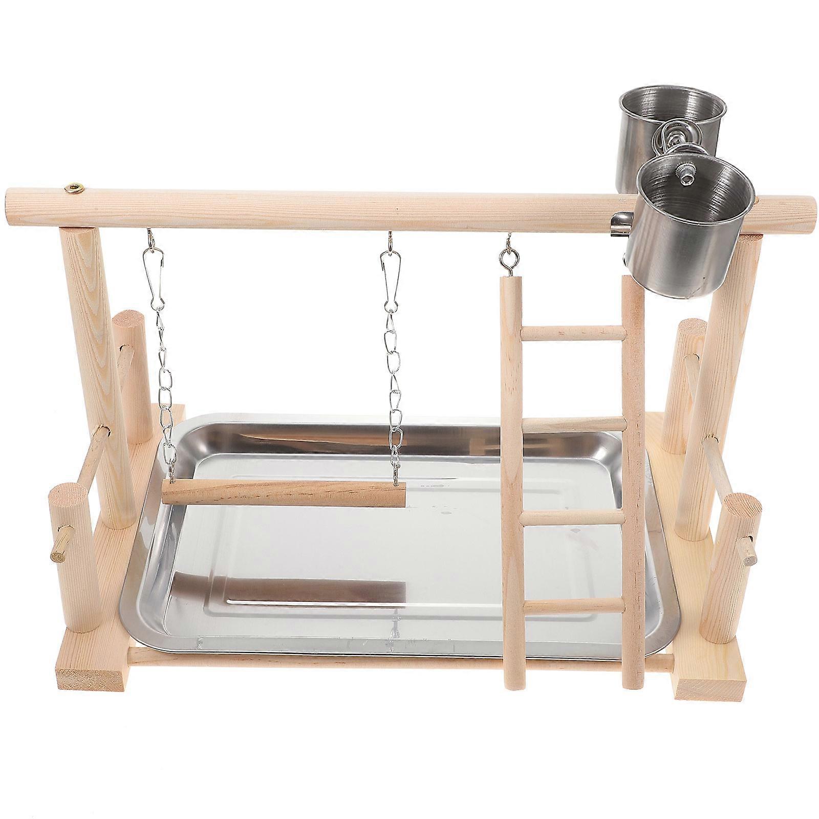 Bird Play Stand Wooden Exercise Gym 2Sets Suitable for Parrots