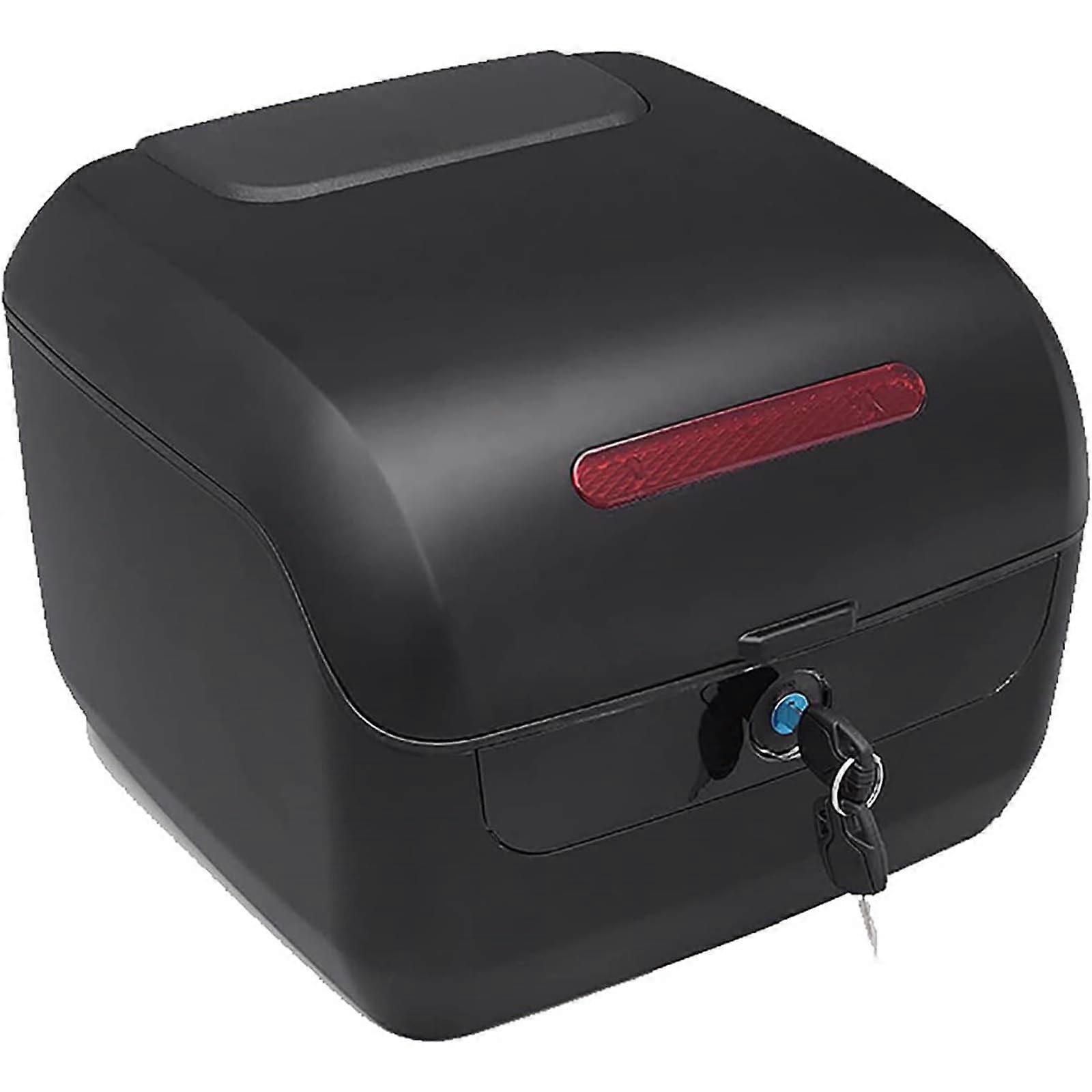 Motorcycle  Box with AntiTheft Lock, Universal Mounting Plate, Spacious Helmet Storage, Black
