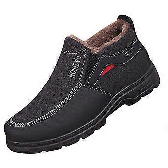 Zwarte instapschoenen, modieuze winterlaarzen voor heren, snowboots met ronde neus en dikke zool, effen kleur, pluche, warm en comfortabel.
