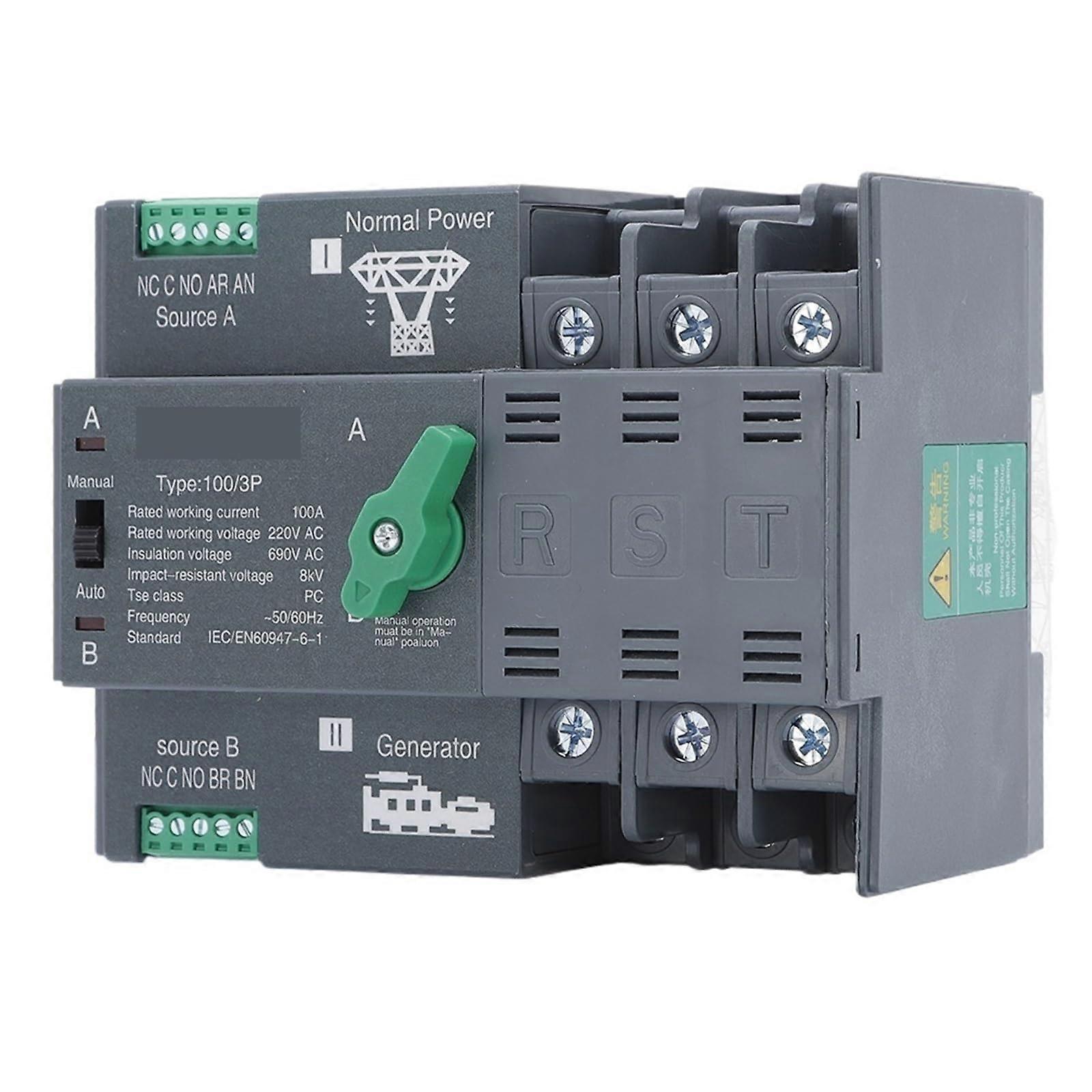 ATS Switch 4 Pole 220V 100A  Current Capacity for Generator Quick Power Transfer