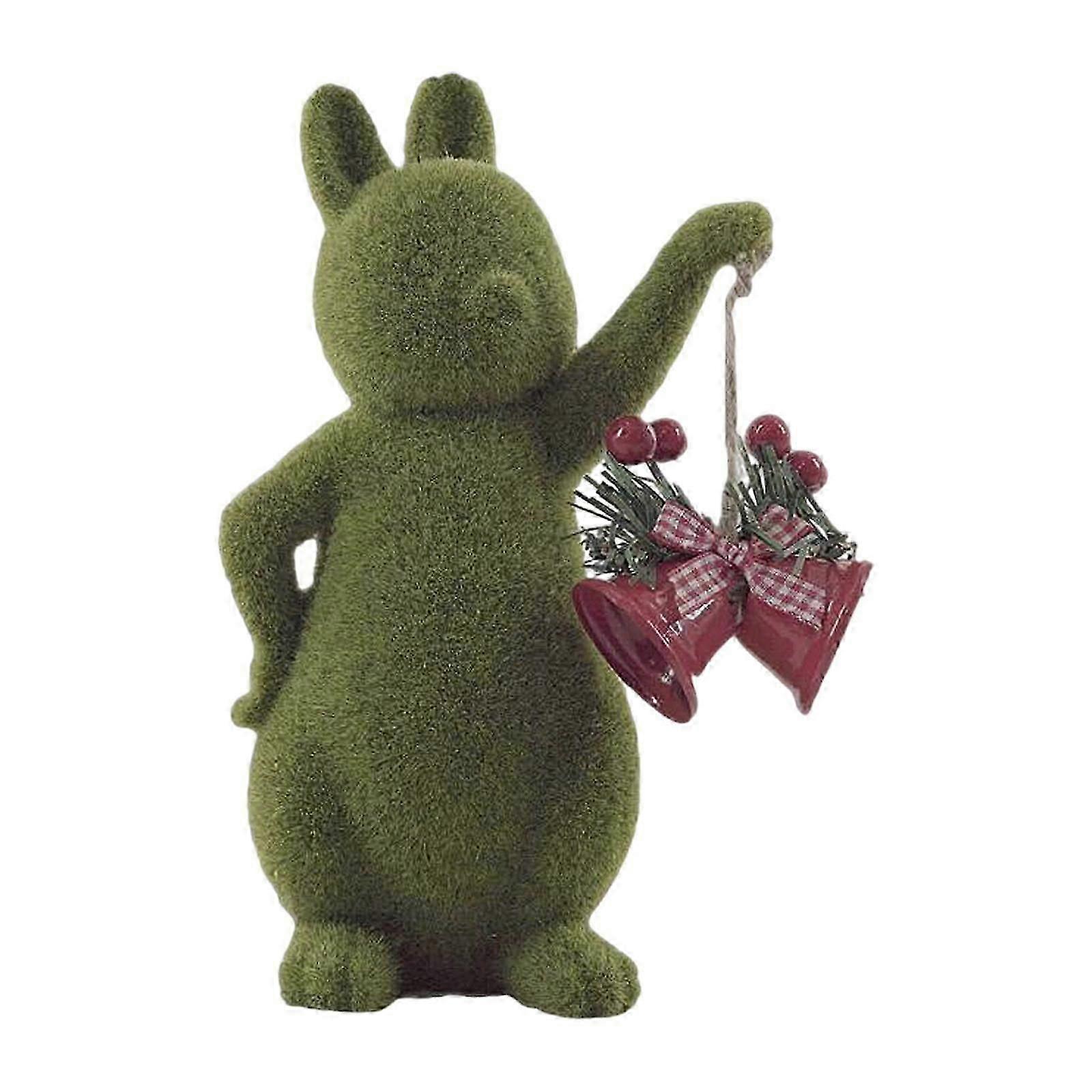 Flocked Easter Bunny Figurine Cute Home Decor