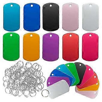 50 Pack Aluminum Tag Blanks Engraving Blank Metal Tags with Hanging Hole Pet ID Double Sided Stampin