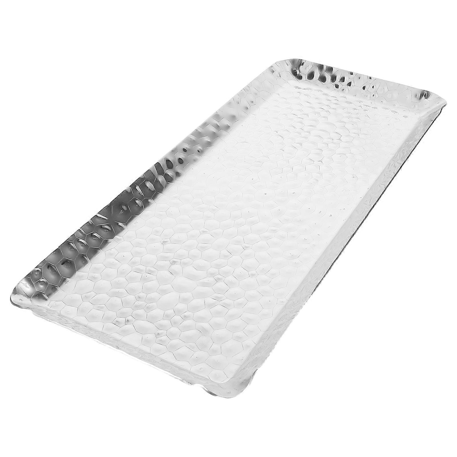 Silver Stainless Steel Serving Tray Rectangle Baking Sheet for Serving 3Pcs