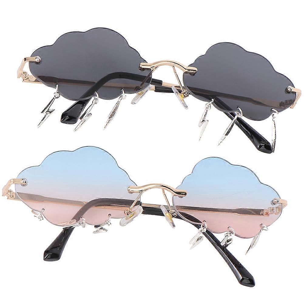 Cloud Shape Rimless Sunglasses for Decor Durable Lightweight 2Pairs