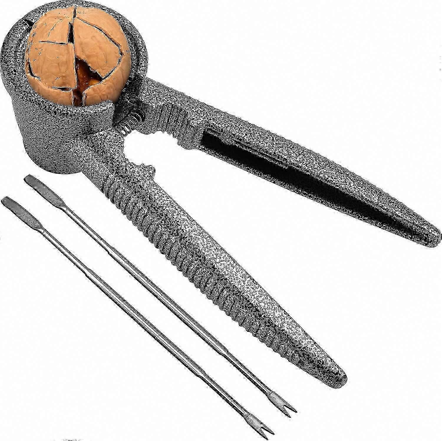 Durable Nutcracker Tool with Wooden Handle for Pecans and Walnuts