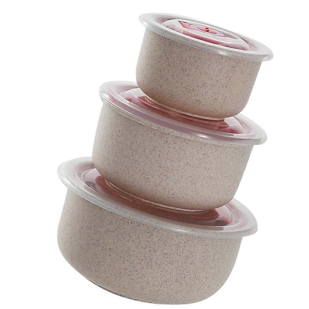 Straw Food Storage Container Round Shape Household Use 3Pcs