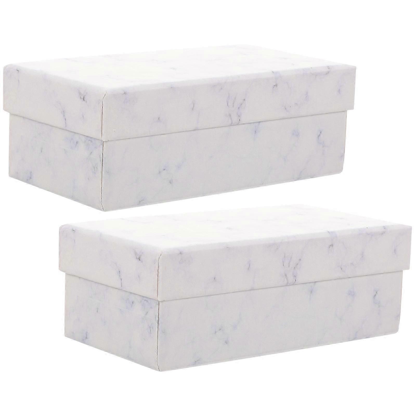 Gift Box Marble Pattern Jewelry Boxes for Packaging 2Pcs with Assorted Color