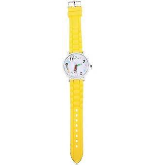 Orologio da polso al quarzo per bambini, per imparare a leggere l'ora, 1 pezzo, giallo