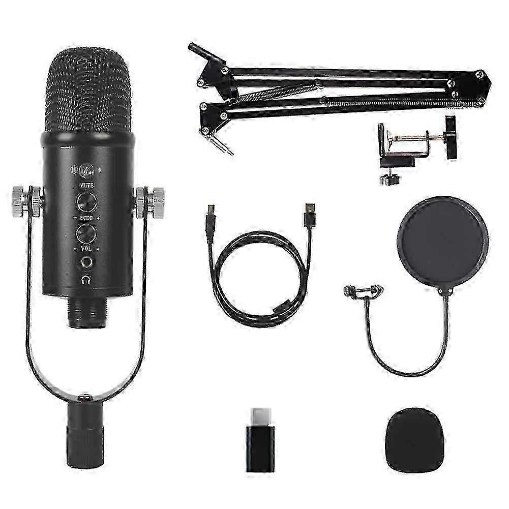 USB Microphone Professional Plug Play Studio Microphone with Stand B