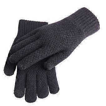 Men Thicken Winter Knitted Woolen Gloves Warm Full Finger Touch Screen