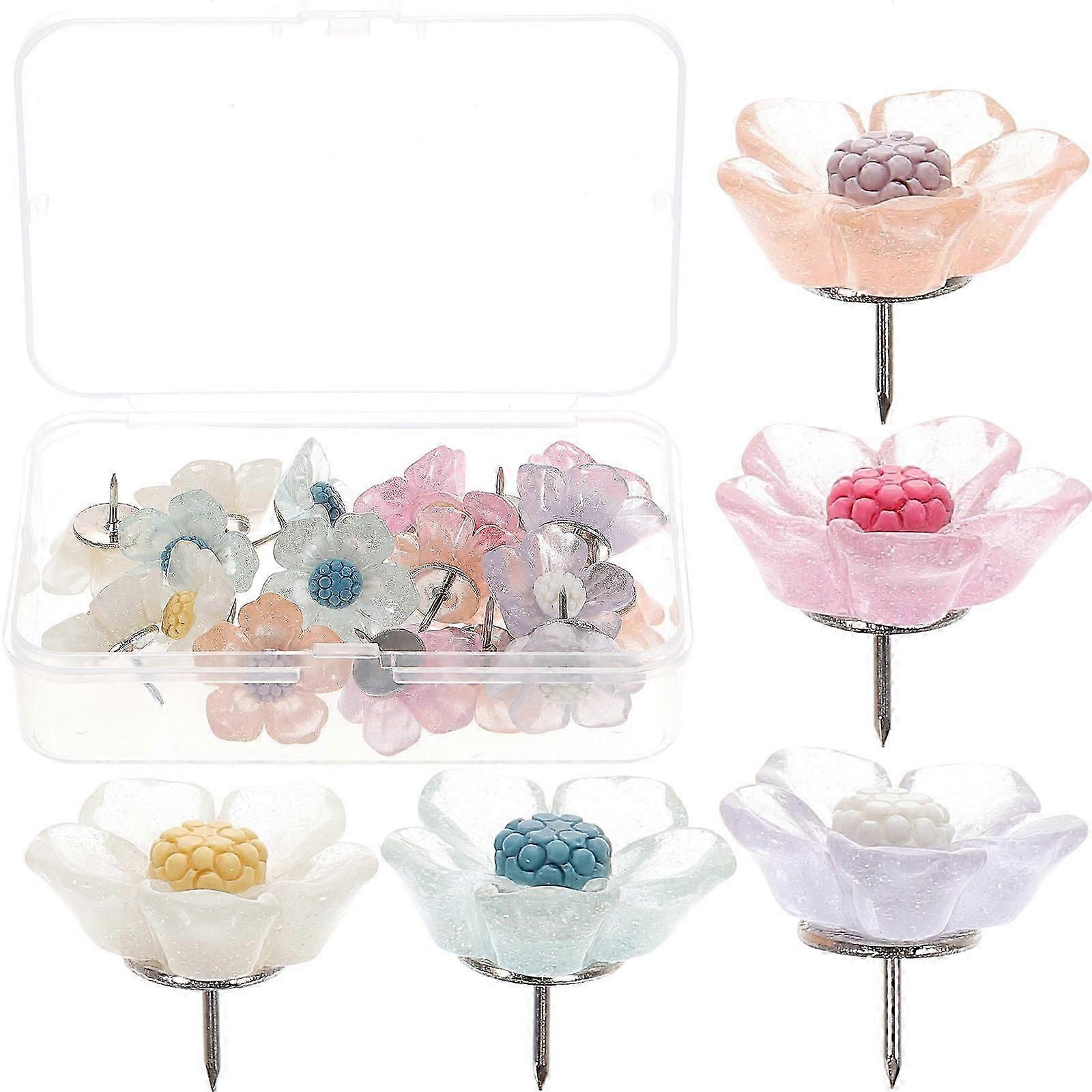 Cute Pushpins Flower Shaped Multi Function Fixing Hand Newspaper Artists 20Pack
