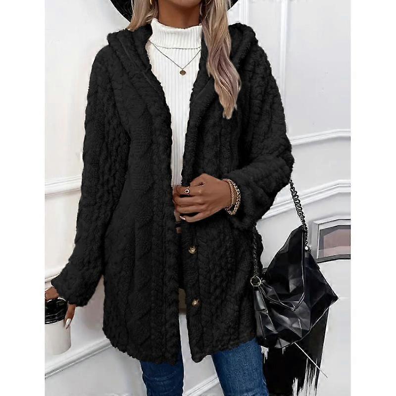Women's Long Sleeve Casual Button Hooded Jacket