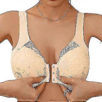 SNDO-Non-wired Bra With Front Closure, Sports Bra With Front Opening Lace Comfortable Everyday Bra For Yoga, Sports Sleep Bra Push Up - XINGX