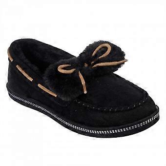 Skechers Womens/Ladies Bow Faux Fur Trim Moccasin Slippers
