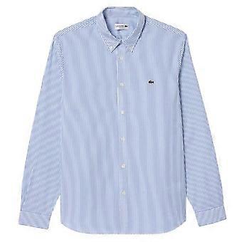 Camisa de manga corta con botones y rayas de algodón premium para hombre de Lacoste