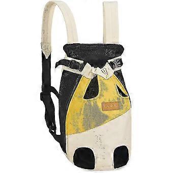 Breathable Mesh Adjustable Pet Carrier Backpack For Small Medium Dogs Cats, White Yellow (xxl)