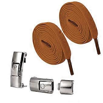QingHai 2Pcs No Tie Schnürsenkel Heavy Duty Schnellverschluss Press Lock Lazy Schnürsenkel mit Metallschlossschnalle für Kinder Erwachsene Ältere