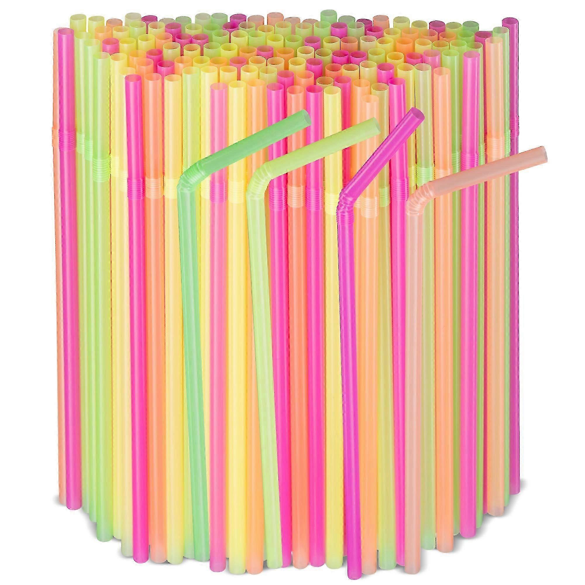 250-Pack Disposable Flexible Striped Drinking Straws