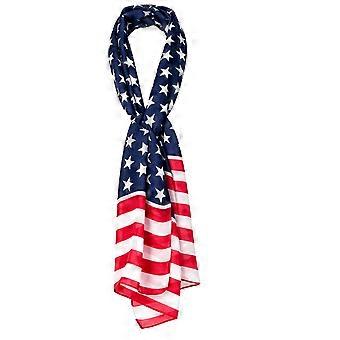 1PC Drapeau Américain Écharpe En Mousseline De Soie Châle Mode Cou Wrap All-match Crème Solaire Cape pour Filles et Femmes