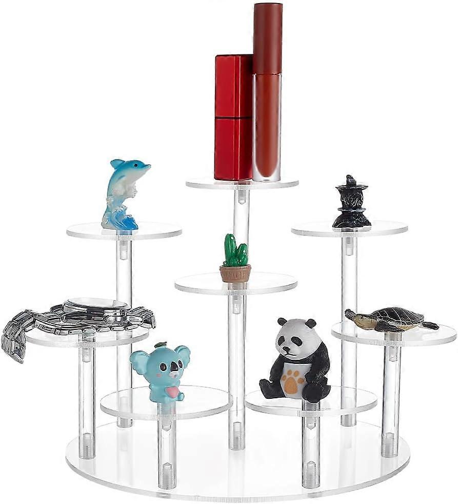 Acrylic Riser Display Shelf 8-Tier Clear Risers Stand Multilevel Round Acrylic Stands Mini Figure Display Riser Stand