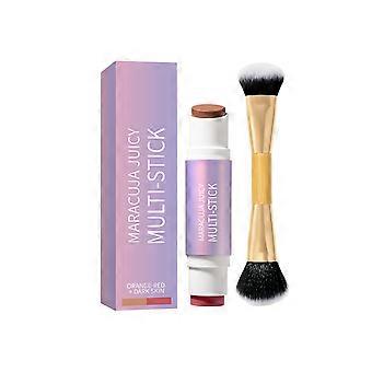 2pcs Blush and Contour Stick, Orange-red + Dark Skin Tone, Multicolor Makeup for Skin Moisturizing