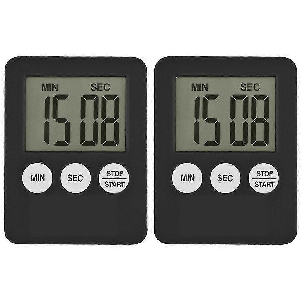 2X Super Thin LCD Digital Screen Kitchen Timer Square Cooking Count Up Countdown Alarm Magnet Clock