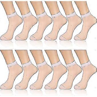 12 Paar transparente Strumpfsocken aus dünnem Nylon transparent knöchelhohe Strumpfsocken kurz