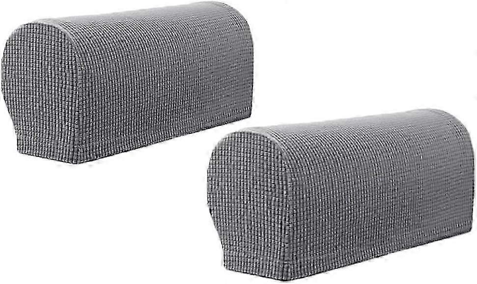 Light Grey Stretch Spandex Armrest Covers 2pcs Compatible with Armchairs Sofas Recliners