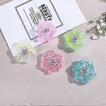 5Pcs Fluid Glitter Fidget Spinners for Kids Age 3+, Anxiety Relief, Flower-Shaped, ABS, 6cm Diameter