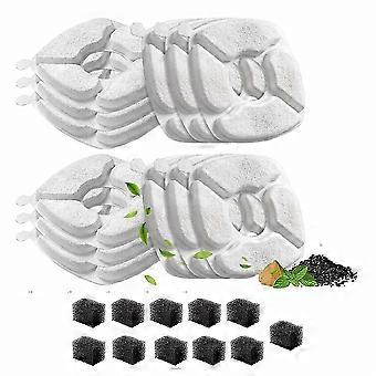 Enhanced Fit ersättningsfilter för kattvattenfontäner, 12-pack med 12 svampar, kompatibla med 50oz 84oz 95oz 108oz husdjursfontäner