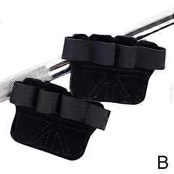 Fitness Gym Grip Pads Thickened Double Layer Cowhide 4 Finger Gym Workout Gloves [XR]