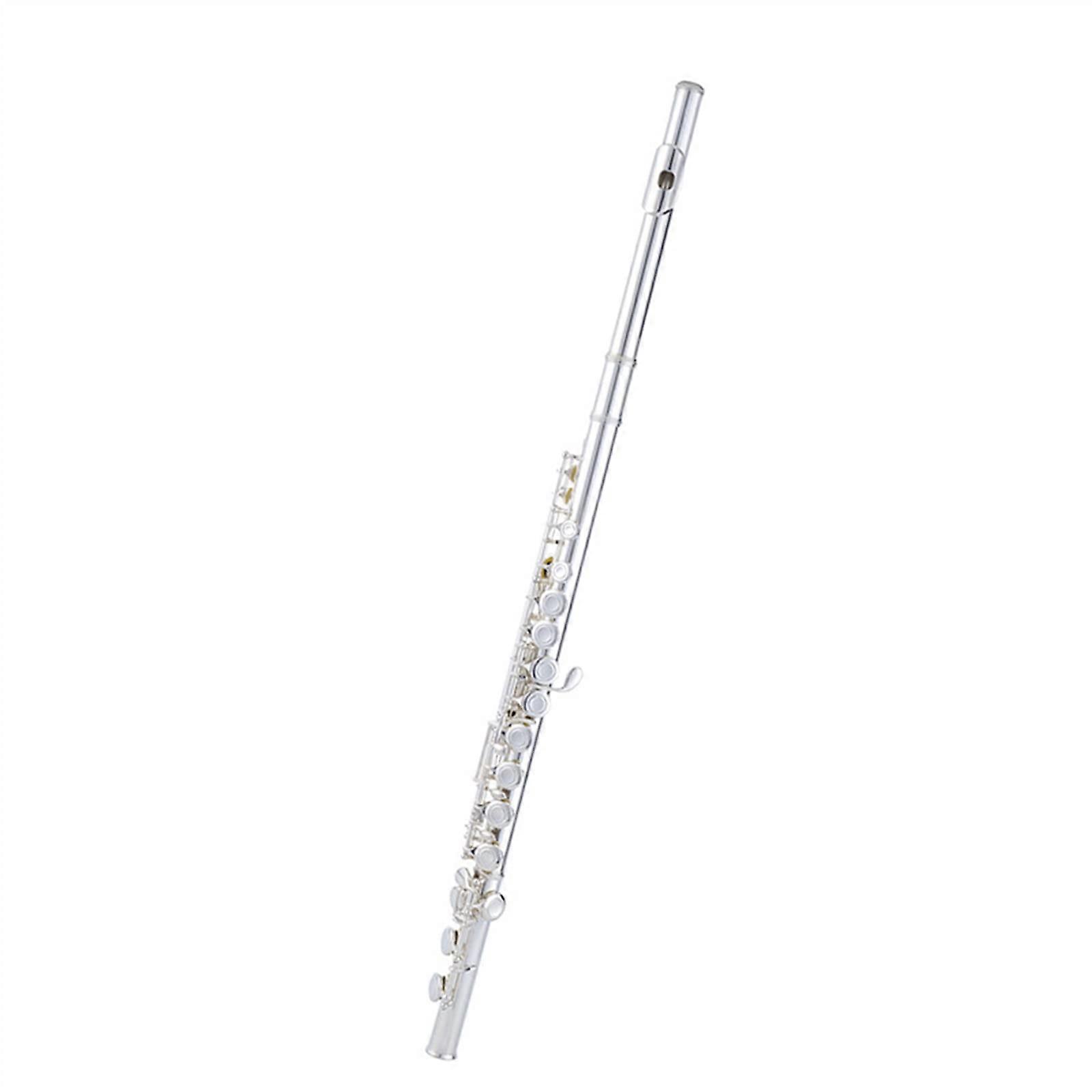 Beginner Flute Silver Plated with E Key Split C 16 Closed Holes Comfortable Copper Buttons