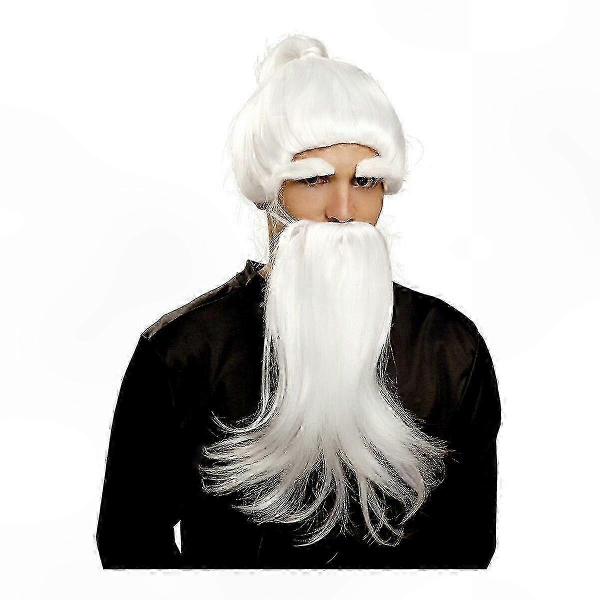 White Wig with Beard Combo compatible with Costume Use