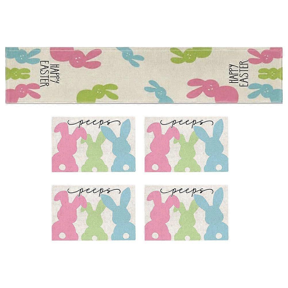 2 Sets Table Cloth Linen Placemats Tablescape Decor Easter Pattern Heat-resistant Disposable
