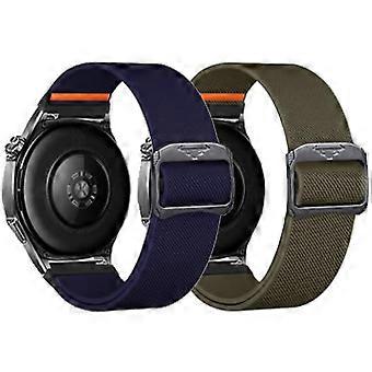 2 Pack Elastic Nylon Watch Band for Tiwain Smartwatch KJ67 KJ65 ZK65 ZK67 K62, Stretchy Strap with Breathable Comfort Fit (Blue Green)