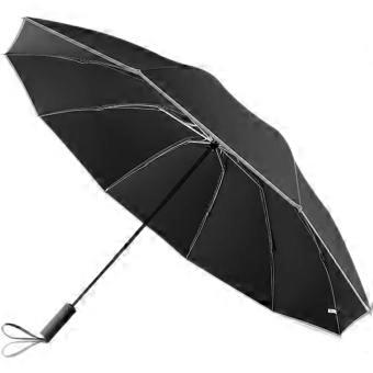 Automatic Compact Travel Umbrella Windproof UPF 50+ Sun Protection with Reflective Strip Dark Green