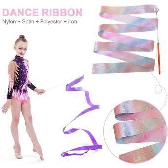 2m/4m Kids Dancing Gymnastics Silk Band Wands Glittering Rhythmic Artistic Ballet Twirling Silk Bands for Kids Artistic Dancing