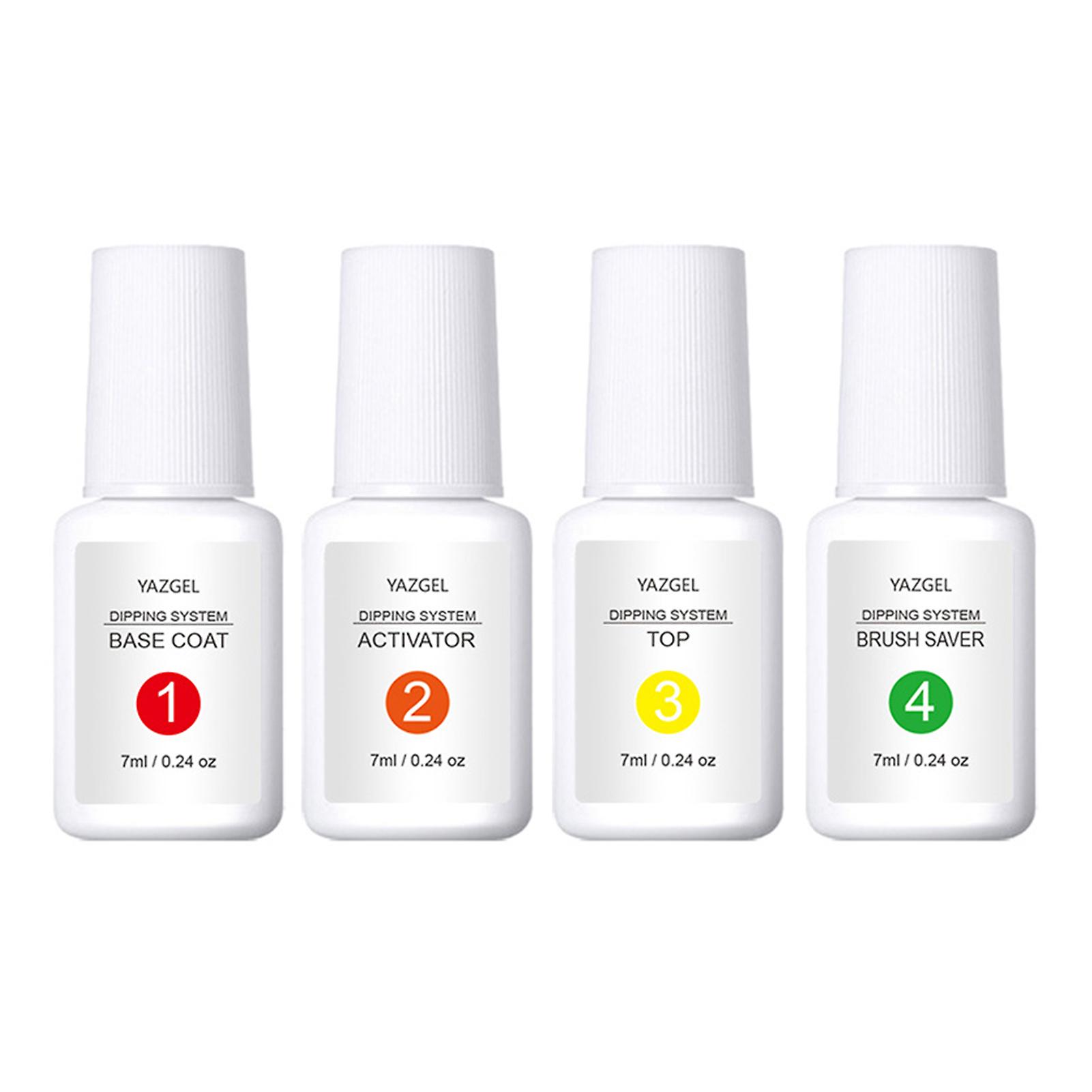 Dipping Powders Nail Glue Kit 4pcs With Base Coat Activator Tops Coat Brush