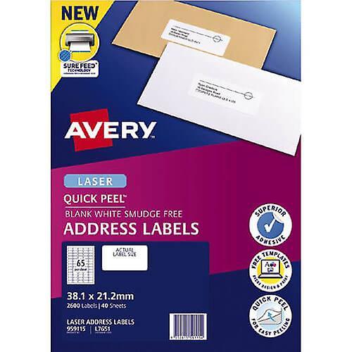 Avery Laser Quick Peel Address Labels Special Superior Adhesive Peel and Apply