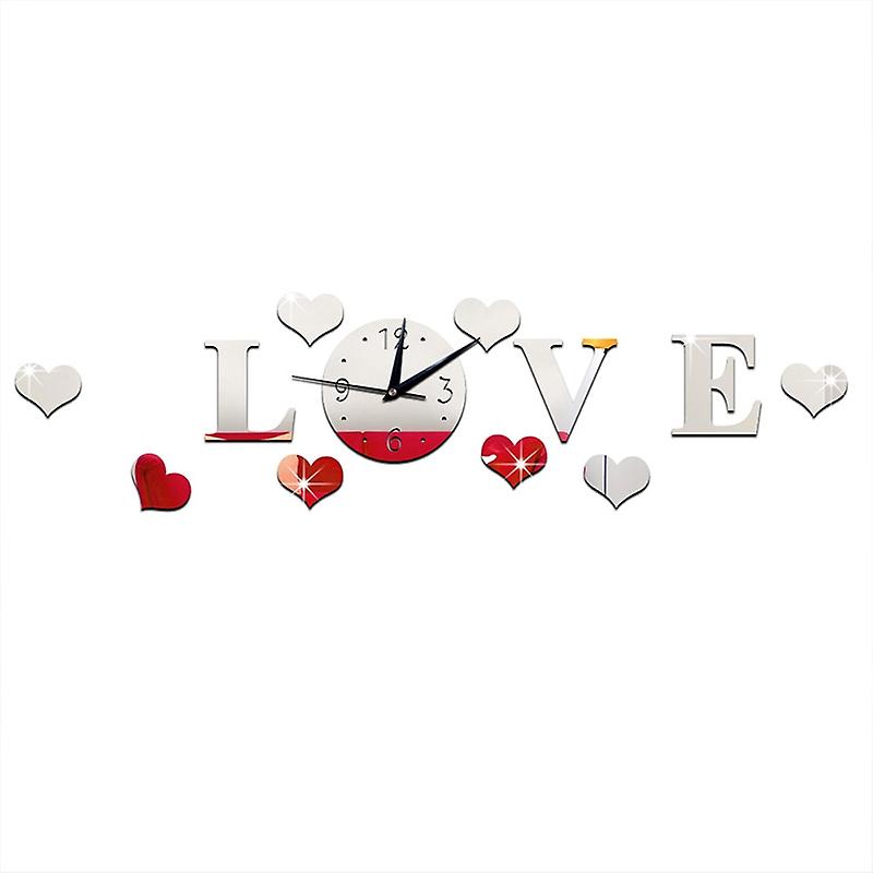 Creative LOVE Clock Acrylic Mirror DIY Wall Sticker