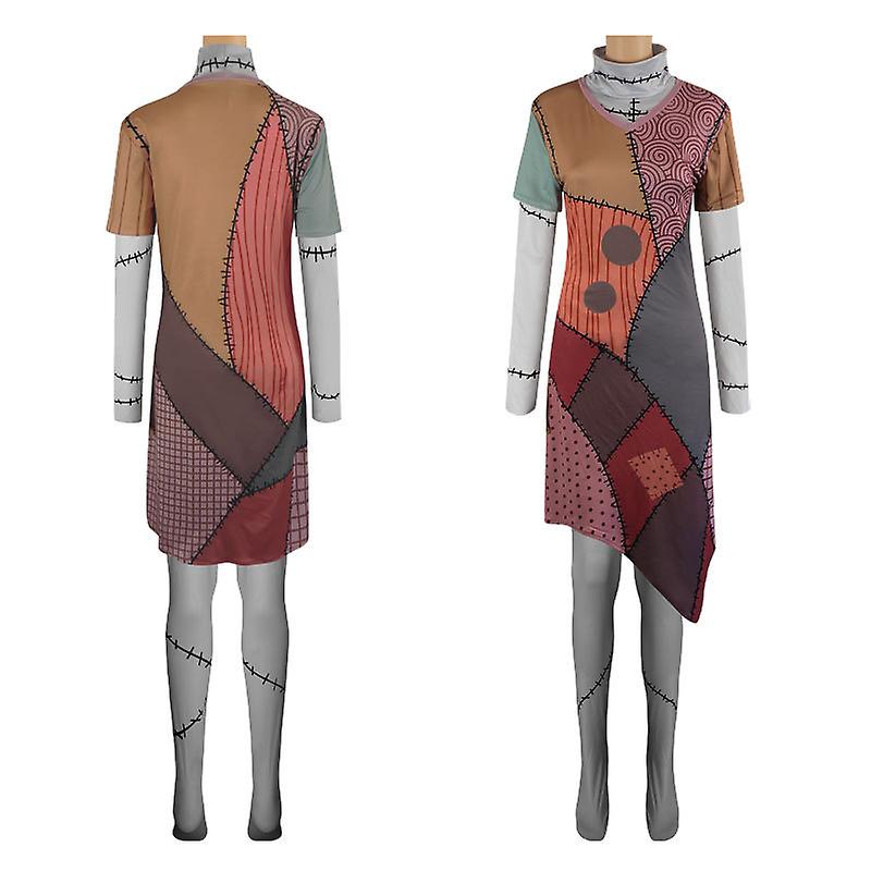 Vestido De Navidad/Halloween Para Mujer, Inspirado En Nightmare Sally, Tallas S-XL, Material Poliéster Y Elastano