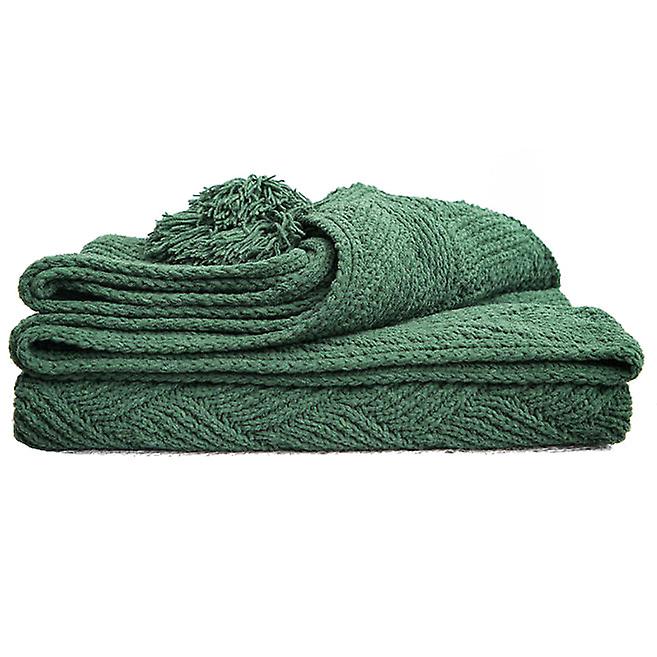 130Cm X 160Cm Warm Cozy Knitted Throw Green Blankets