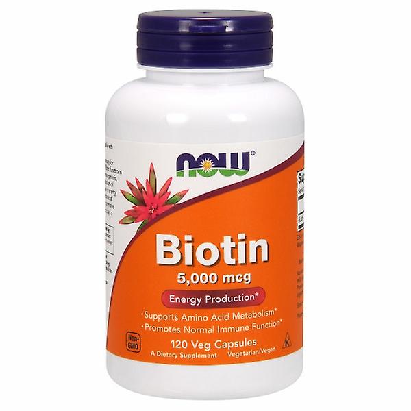 Now Foods Biotin,5000 mcg ,120 Vcaps (Pack of 6)