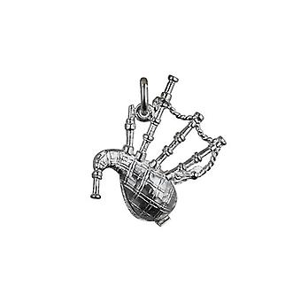 Silver 26x19mm Moveable Bagpipes Pendant or Charm