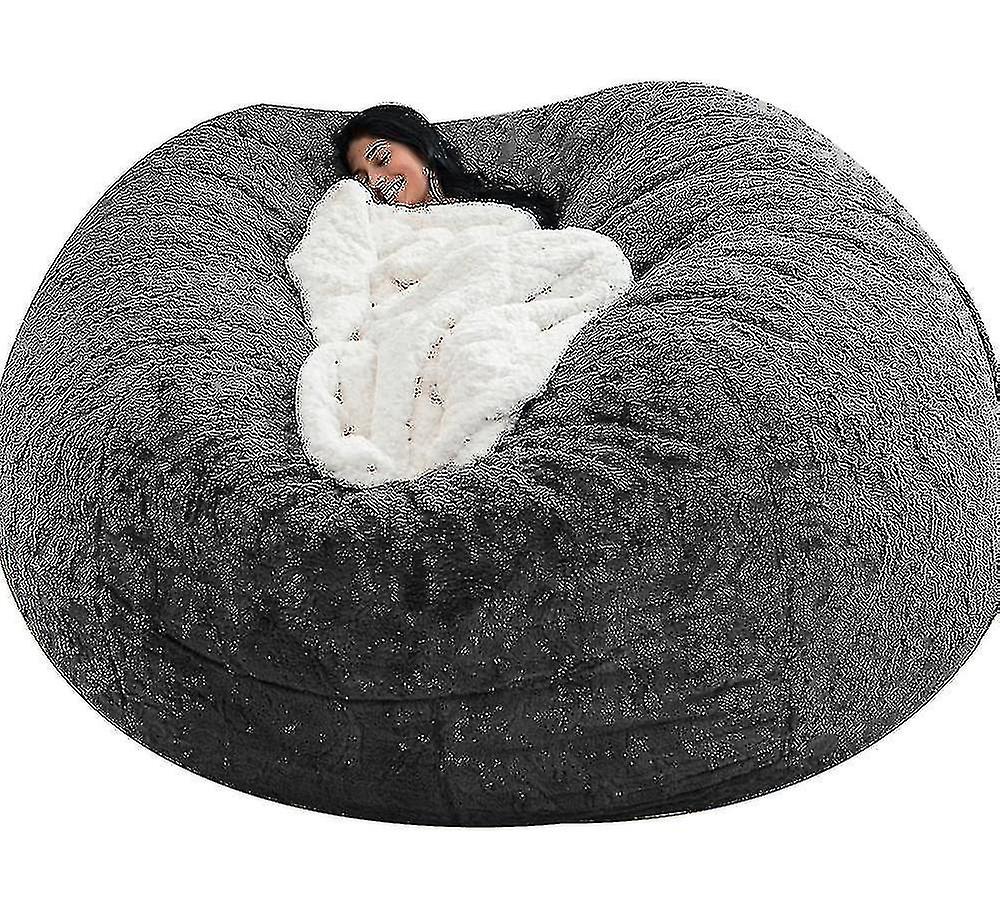 Bean Bag Chair Cover Soft Fluffy Fur Portable Lazy Sofa Cover