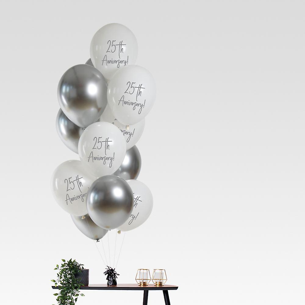 25th Wedding Anniversary Balloons Silver | Party Decorations x 12