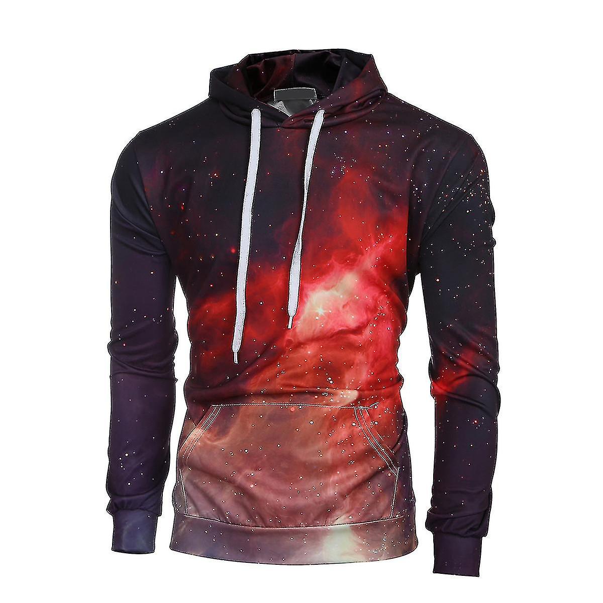 Mens Hooded Flame Printing Pullover