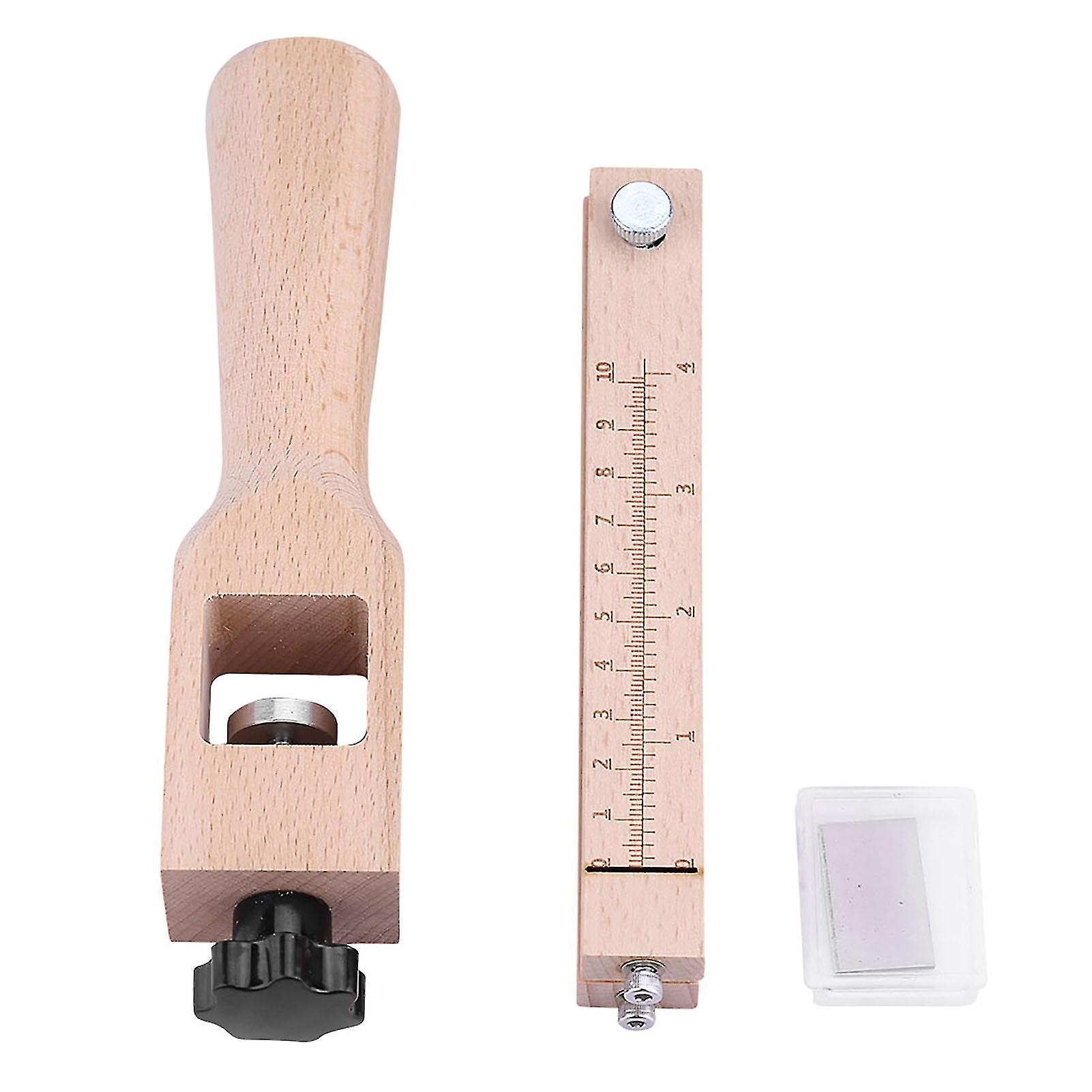 Wooden Hand Leather Strip Strap Adjustable Cutting Tool DIY Craft Tools Cutter with 3 Blades